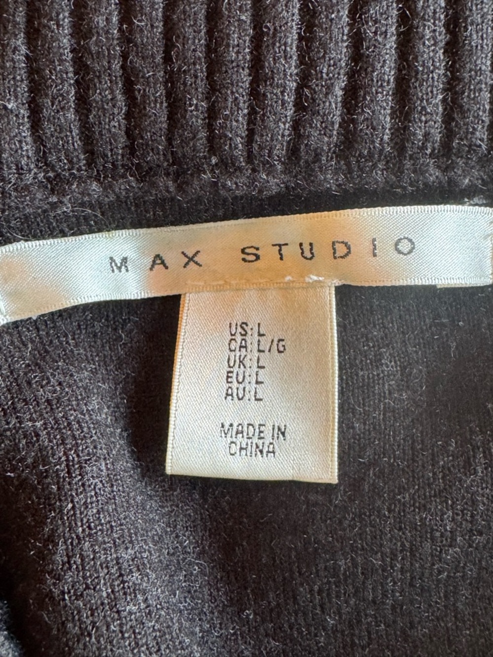 Max Studio Black and gray plaid Ribbed Knit zip up Jacket Large EUC - Picture 7 of 8